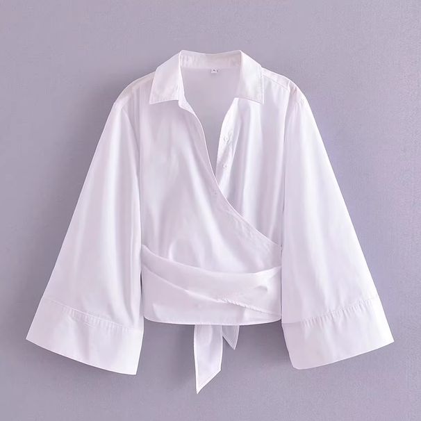 Verve 2025 Summer New Women's Fashion Versatile Double Placket Poplin Shirt 8514102 250_ecoleips.com