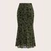 European American Cross-border 2026 Spring New Style Dark Green Floral Half-length Fishtail Skirt, Casual And Versatile,_ecoleips.com