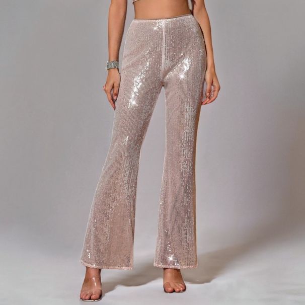 Aria Basics European And American Middle Eastern Foreign Trade Cross-border Champagne-colored Sequined High-waisted Party_ecoleips.com