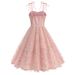 Women's Retro Hepburn Style Bow Halter Mesh Embroidered Dress Christmas Casual Elegant Fashion Thin_ecoleips.com