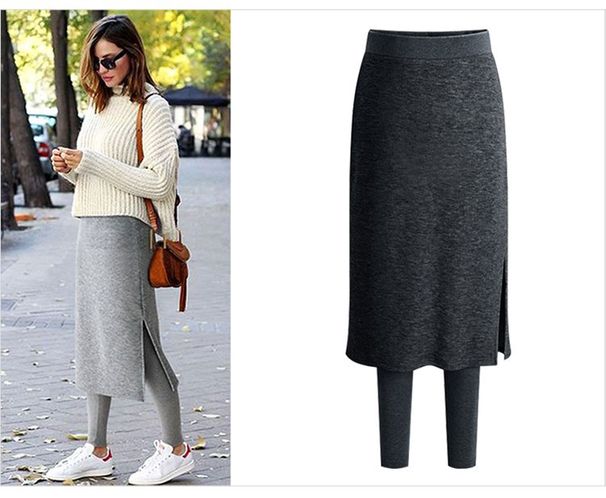 Women’s Clothing thin velvet thickened leggings skirt two piece one piece pants warm trousers casual pants_ecoleips.com