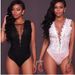 Women's Clothing Spring And Summer New Sexy Lace Splicing Sexy Bodysuit Transparent Deep V Bodysuit Beach Dress_ecoleips.com