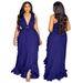 Sexy Off-the-shoulder Temperament Ruffle Edge High Waist Exposed Umbilical Suspender Large Size Dress_ecoleips.com