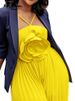 K New Fashion Sexy Women's Clothing With A Big Flower Label, Pure Color Pleated Jumpsuit._ecoleips.com