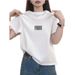 Women's Classic Round Neck Short Sleeve T-Shirt – 100% Cotton Basic Tee With Vertical Stripe Detail_ecoleips.com