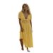 Voya 2026 Summer New Backless Lace-Up Long Dress With Lace V-Neck, Puff Sleeves, And Irregular Hem For Vacation_ecoleips.com