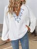 Women's Clothing Fashionable V Neck Embroidered Cotton Top For Women Ethnic Style Pure Cotton Blouse For Formal & Casual For Women_ecoleips.com