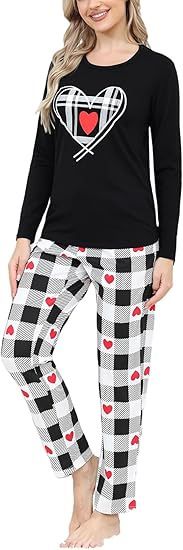 Women's Long Sleeved Pajama Set 2 Piece Casual Loose Fit Home Wear Comfortable Sleepwear_ecoleips.com