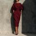Retro-Inspired Bubble Sleeve Blouse With A-Line Skirt Set – Elegant Boat Neck & Pleated Mid-Waist For Timeless Feminine Silhouette_ecoleips.com