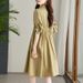 Cotton Cocoon Elegant Waist-cinching, Slimming, Mid-length, Asymmetrical Pleated Shirt Dr, Women's Summer Designer_ecoleips.com