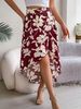 K Elegant Floral Ruffled Mid Length Irregular Skirt_ecoleips.com