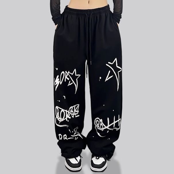 Women's Hip Hop Dance Pants - Trendy Graffiti Print Jazz Streetwear Trousers For Women - Lightweight & Stretchy Comfort Fit_ecoleips.com