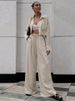 Women's Solid Color Long Sleeve Casual Fashion Shirt And Drawstring Pants Set European American Style Short_ecoleips.com