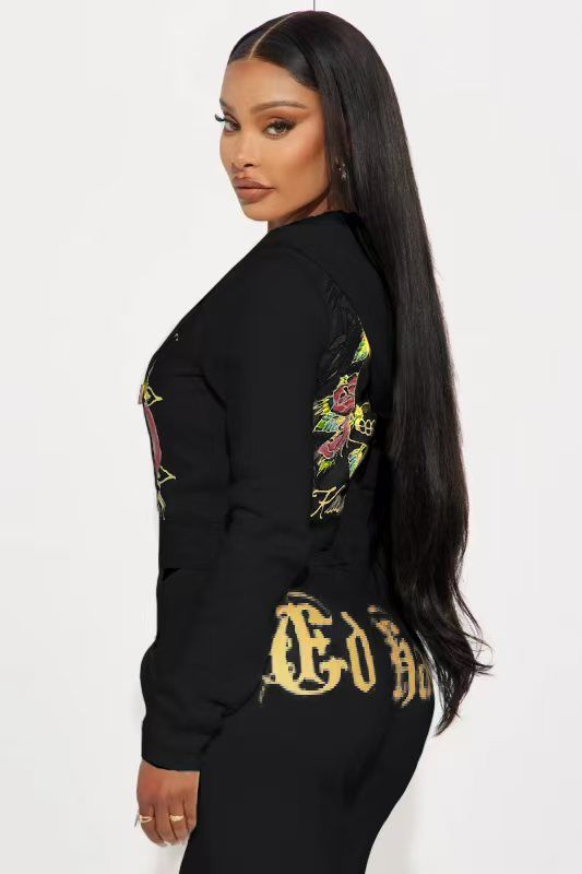 Women’s Clothing fashion street casual fashion comfortable positioning printing love zipper two piece suit for women_ecoleips.com