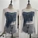 Women’s Clothing Real Shot Design Niche Denim Stitching Long Sleeved Mesh T Shirt Female Summer Round Neck Slim Short Top_ecoleips.com