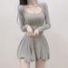 Korean Dongdaemun Women's Fashion Dress Slimming Pleated Mini Skirt Two Piece Set Cardigan Included 2021 Style_ecoleips.com