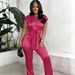 Women's Tie Waist Set Textured Fabric Versatile Two Piece Commuter And Casual Wear Mature Style_ecoleips.com
