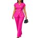 Women's Summer Casual Short Sleeved Top And Pants Two Piece Set, Fashionable African Suit._ecoleips.com