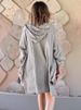 Women's Zip-Up Hoodie With Contrast Panels – Longline Cotton-Linen Blend Pullover, Oversized Streetwear Style (Rose/Gray, S-XXXL)_ecoleips.com
