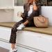 Independent Website European American Women's Clothing Digital Print Bohemian Suit Long-sleeve Cardigan And Pants_ecoleips.com