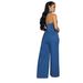 European And American Women's Denim Jumpsuit High Elastic Sexy Backless Lapel Wide Leg Pants Sleeveless 3582 Cross Border Fashion_ecoleips.com