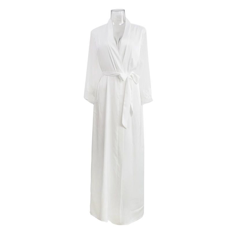K New Sexy Nightgown, Extended Bathrobe, Sleepwear, Women's Long Sleeved, Women's Home Clothes, Thin_ecoleips.com