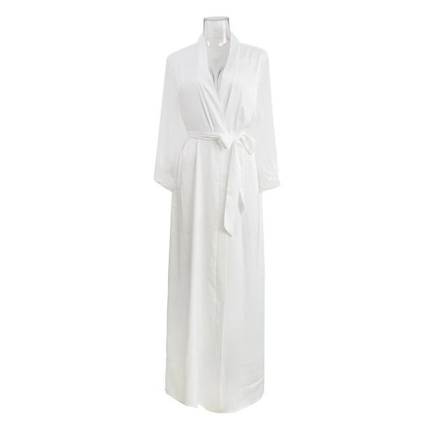 K New Sexy Nightgown, Extended Bathrobe, Sleepwear, Women's Long Sleeved, Women's Home Clothes, Thin_ecoleips.com