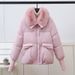 Women's Short Down Jacket With Detachable Faux Fur Collar - Winter Warm Thickened Coat For Plus Size - Casual Outerwear With 3D Embroidery_ecoleips.com