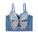 Women's Clothing Butterfly Tube Top Personality High End Outer Wear Bra Slim Stitching Denim Fishbone Bra Suspenders_ecoleips.com