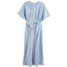 Fall 2024 New Women's Silk Satin Round Ne Ort Sve Dr Ele Faionable Single Piece Precision Cut Ort Sve Dr_ecoleips.com