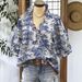 New Cross-border European And American Independent Site Printed V-neck Ruffle Women's Top_ecoleips.com
