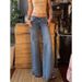 Women's Clothing Hot Girl Low Waist Washed Flared Jeans Female Casual Straight Mopping Trousers_ecoleips.com