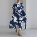 Cross-Border 2023 Summer New European And American Women's Loose Round-Neck Fashion High-End Short-Sleeve Printed_ecoleips.com