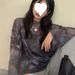 Women's Loose Fitting Tie Dye Long Sleeve T-Shirt Korean Style Semi Sheer Mesh Top Stylish Sun Protection Base Layer Thin 2024_ecoleips.com
