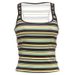 Summer Sexy Slim Women's Vest Top Style Square Neck Sleeveless Striped Print New Clothing_ecoleips.com