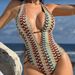 Women's Solid Color One-Piece Swimsuit Sexy Low Back Bikini Style for Beach Pool Size 4 to 18_ecoleips.com