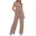 2026 European American Foreign Trade Women's Two-piece Casual Set: Short-sleeved Top And High-waisted Wide-leg_ecoleips.com