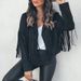 Aria Basics European And American Women's Fashion Leather Coat Deerskin Velvet Elegant Turn-down Collar Tassel Short Jacket For_ecoleips.com
