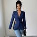 Women's Tailored A-Line Blazer With Contrast Lace Waist Detail For Office & Evening Wear_ecoleips.com