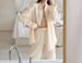 Women's Clothing Autumn Loose Elastic Wrinkled Long Sleeved Shirt Wide Leg Pants Casual Two Piece Suit_ecoleips.com