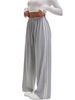 Women's Wide-Leg Yoga Pants With Side Drawstring & Double Webbing | Loose Fit Casual Athletic Trousers For Lounge & Exercise_ecoleips.com