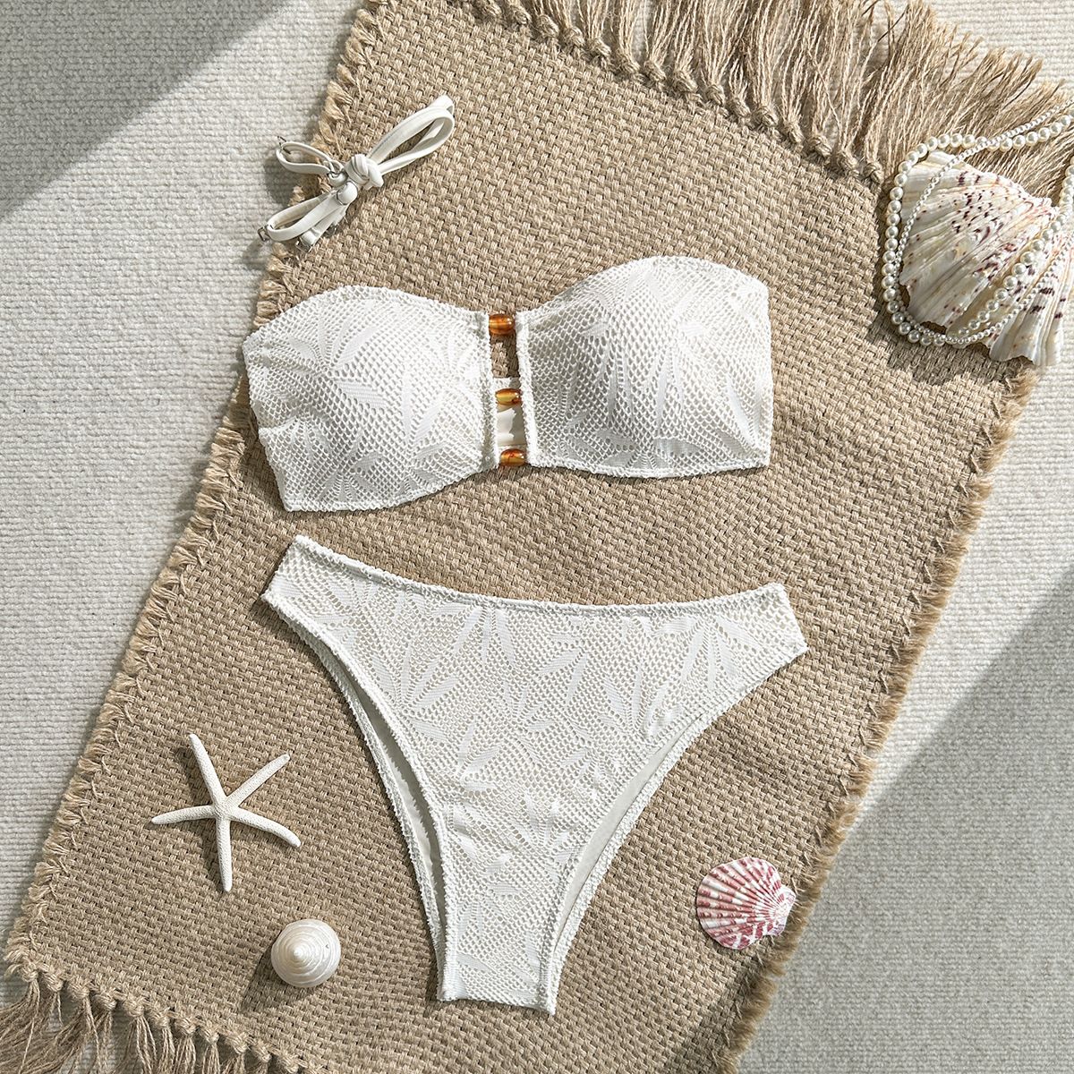 Women's Clothing Modern Stripe Bikini Set Two-Piece Swimsuit Trendy Color Block Beachwear For Women_ecoleips.com