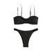 Women's Clothing Solid Color Tube Top Hollow Beach Bikini Triangle Split Beach Swimsuit_ecoleips.com