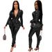 Women's Clothing Autumn And Winter New Products Slim Fashion Hot Stamping Long Sleeve Two Piece Suit With Belt_ecoleips.com