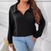 Plus-Size V-Collar Ribbed Long-Sleeve T-Shirt – Soft Brushed Interior, Relaxed Fit For Fall & Winter (1XL-5XL)_ecoleips.com