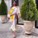 Women's Clothing Printed Lantern Sleeve Loose Top Tassel Hem Skirt Fashionable Casual Two-piece_ecoleips.com