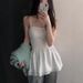 Summer New Women's Clothing European American Style Solid Color Patchwork Strapless Ruffle Slim Waist One Neck Dress_ecoleips.com