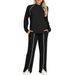 Women's Autumn Winter Long Sleeve Top Wide Leg Pants Casual Suit Sports_ecoleips.com