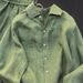 Women’s Linen Shirt & Wide-Leg Pants Set – Breathable Spring/Summer Two-Piece Outfit In Sage Green_ecoleips.com