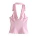 2025 Summer New Women's Halter Neck Backless Short Top Low Waist Skirt Pants Set3067407_ecoleips.com